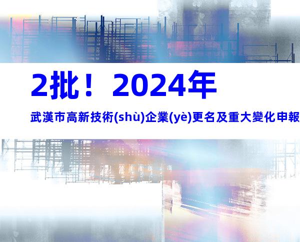 2批！2024年武漢市高新技術(shù)企業(yè)更名及重大變化申報(bào)時(shí)間、程序